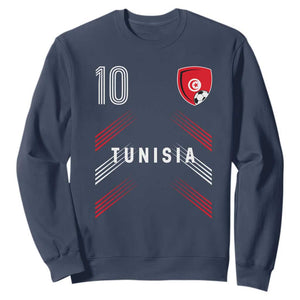 Tunisia Soccer Sports Graphic Number 10 Jersey Style Sweatshirt Proud Tunisian Football Fans Game Day Maghreb Pride