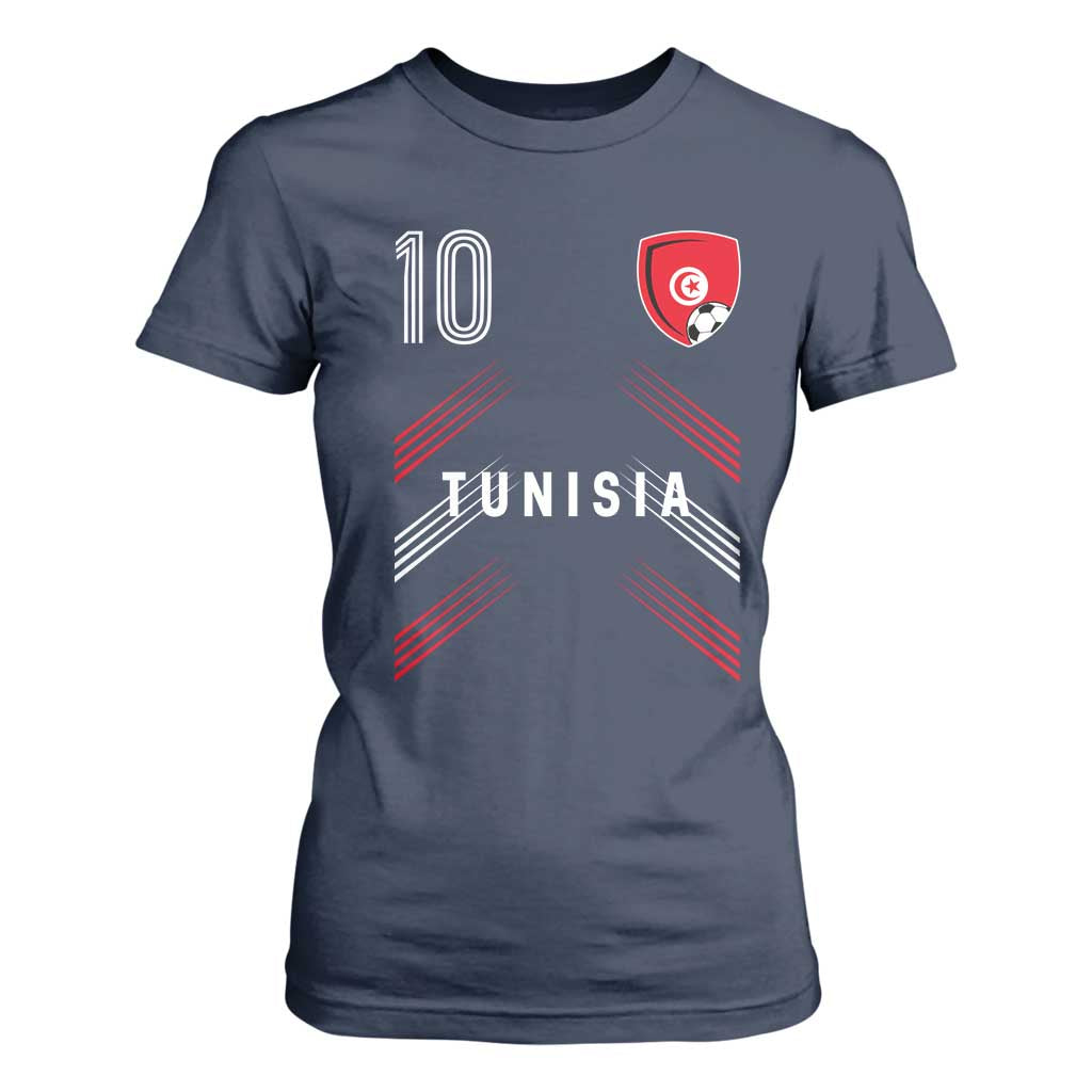 Tunisia Soccer Sports Graphic Number 10 Jersey Style T Shirt For Women Proud Tunisian Football Fans Game Day Maghreb Pride