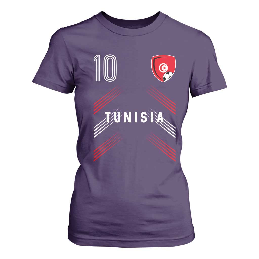 Tunisia Soccer Sports Graphic Number 10 Jersey Style T Shirt For Women Proud Tunisian Football Fans Game Day Maghreb Pride