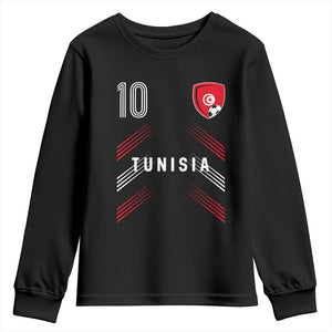 Tunisia Soccer Sports Graphic Number 10 Jersey Style Youth Sweatshirt Proud Tunisian Football Fans Game Day Maghreb Pride