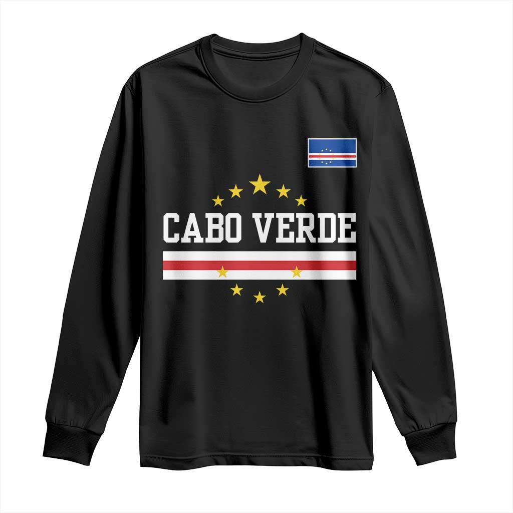 Cabo Verde Athletic Varsity Style Long Sleeve Shirt Cape Verde Flag Stars National Pride