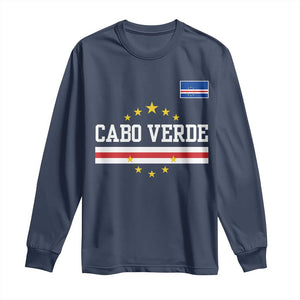 Cabo Verde Athletic Varsity Style Long Sleeve Shirt Cape Verde Flag Stars National Pride