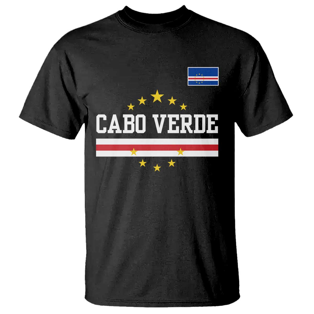 Cabo Verde Athletic Varsity Style T Shirt Cape Verde Flag Stars National Pride