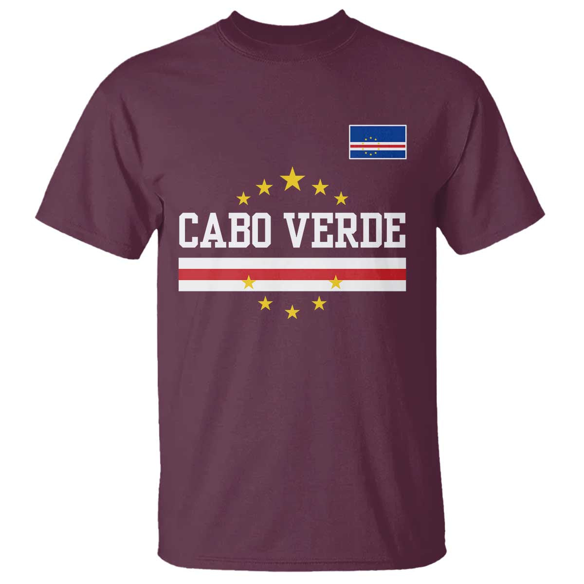 Cabo Verde Athletic Varsity Style T Shirt Cape Verde Flag Stars National Pride