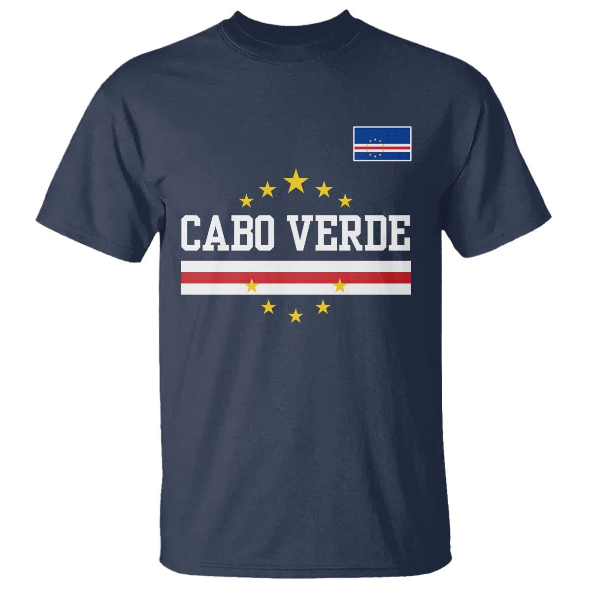 Cabo Verde Athletic Varsity Style T Shirt Cape Verde Flag Stars National Pride