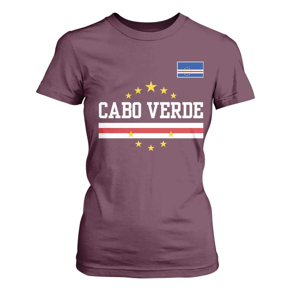 Cabo Verde Athletic Varsity Style T Shirt For Women Cape Verde Flag Stars National Pride
