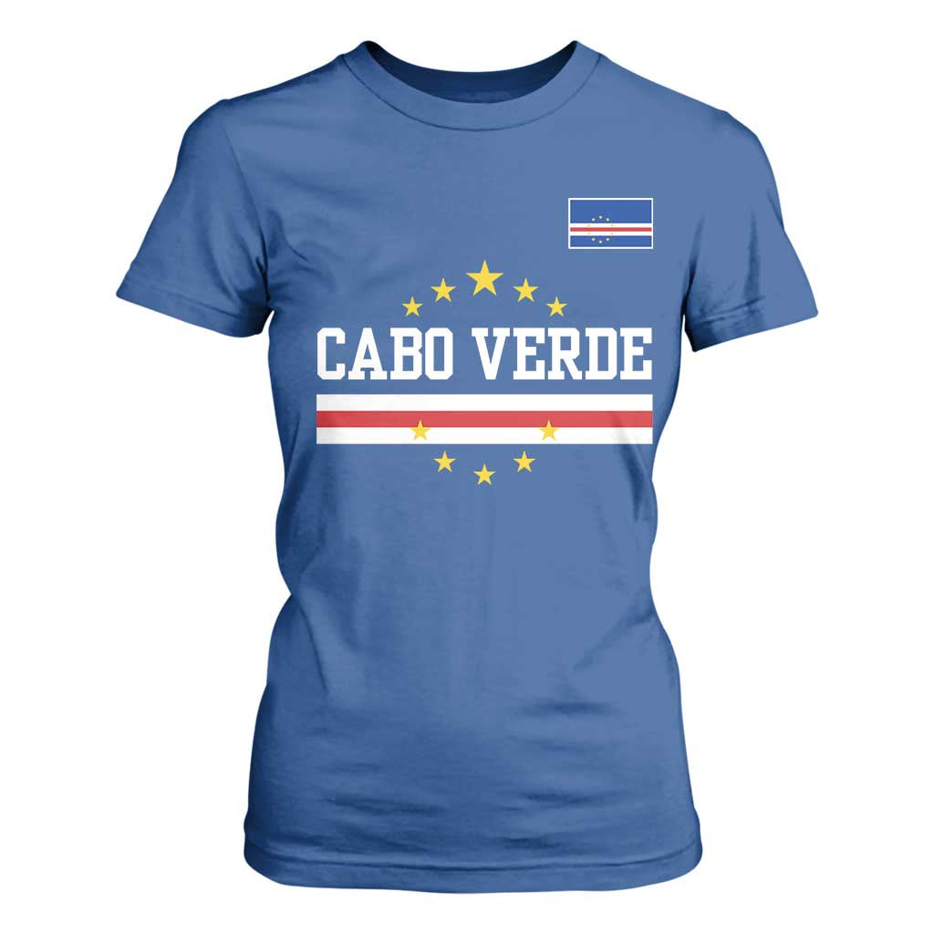 Cabo Verde Athletic Varsity Style T Shirt For Women Cape Verde Flag Stars National Pride