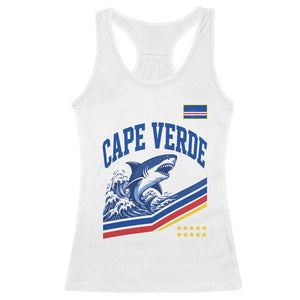 Cape Verde Blue Sharks Ocean Wave Graphic Racerback Tank Top Cabo Verde Pride Sports Fans
