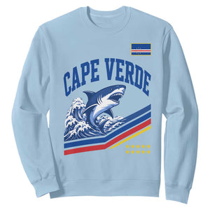 Cape Verde Blue Sharks Ocean Wave Graphic Sweatshirt Cabo Verde Pride Sports Fans