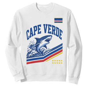Cape Verde Blue Sharks Ocean Wave Graphic Sweatshirt Cabo Verde Pride Sports Fans