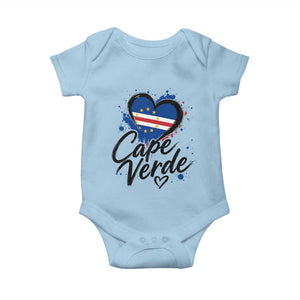 Cape Verde Flag Heart Baby Onesie Cabo Verde Pride Verdean Love