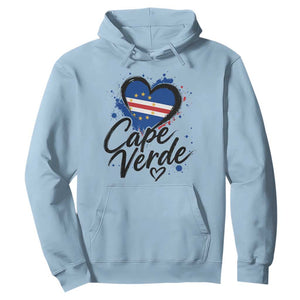 Cape Verde Flag Heart Hoodie Cabo Verde Pride Verdean Love
