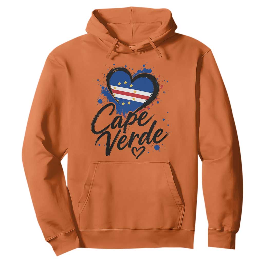 Cape Verde Flag Heart Hoodie Cabo Verde Pride Verdean Love