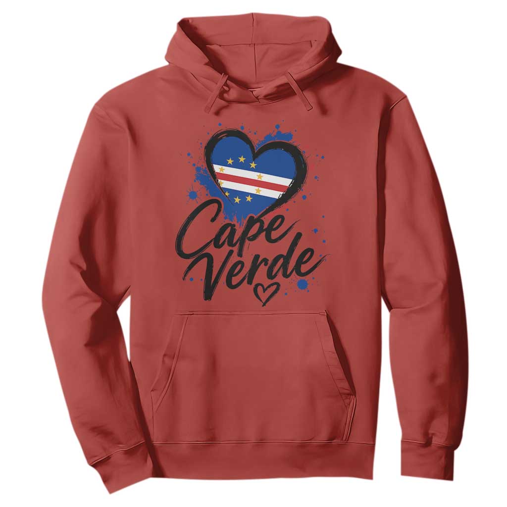 Cape Verde Flag Heart Hoodie Cabo Verde Pride Verdean Love