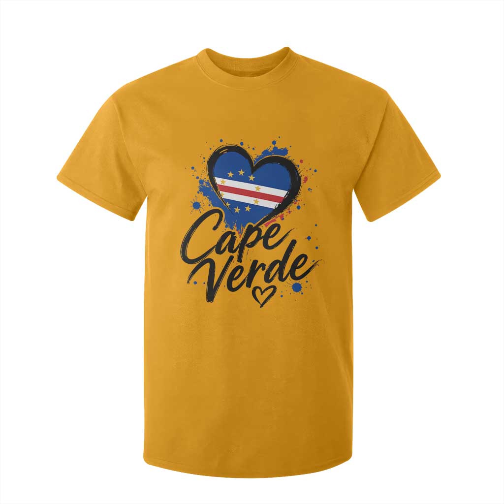Cape Verde Flag Heart T Shirt For Kid Cabo Verde Pride Verdean Love