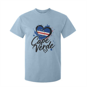 Cape Verde Flag Heart T Shirt For Kid Cabo Verde Pride Verdean Love