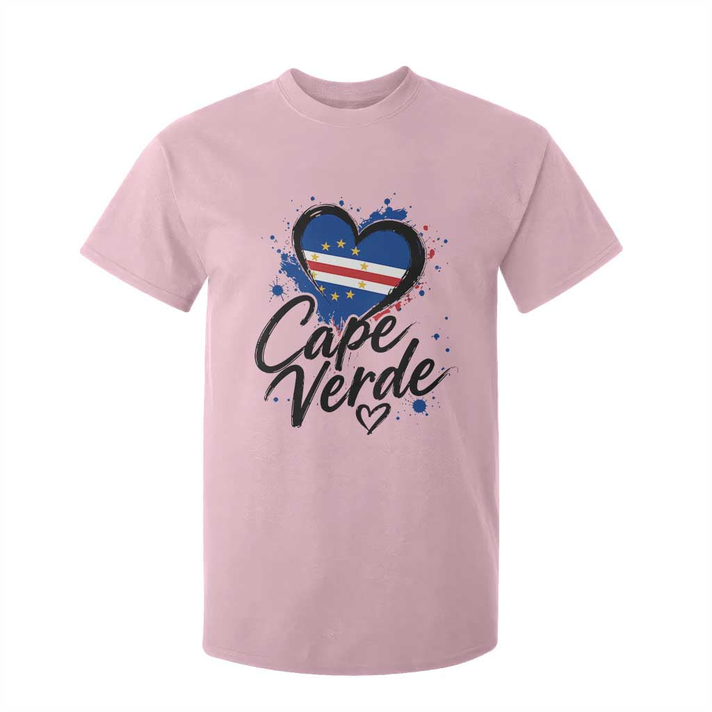 Cape Verde Flag Heart T Shirt For Kid Cabo Verde Pride Verdean Love