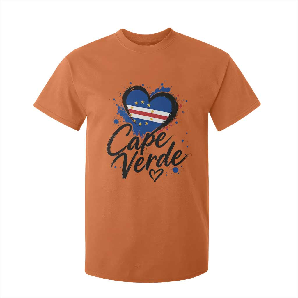 Cape Verde Flag Heart T Shirt For Kid Cabo Verde Pride Verdean Love