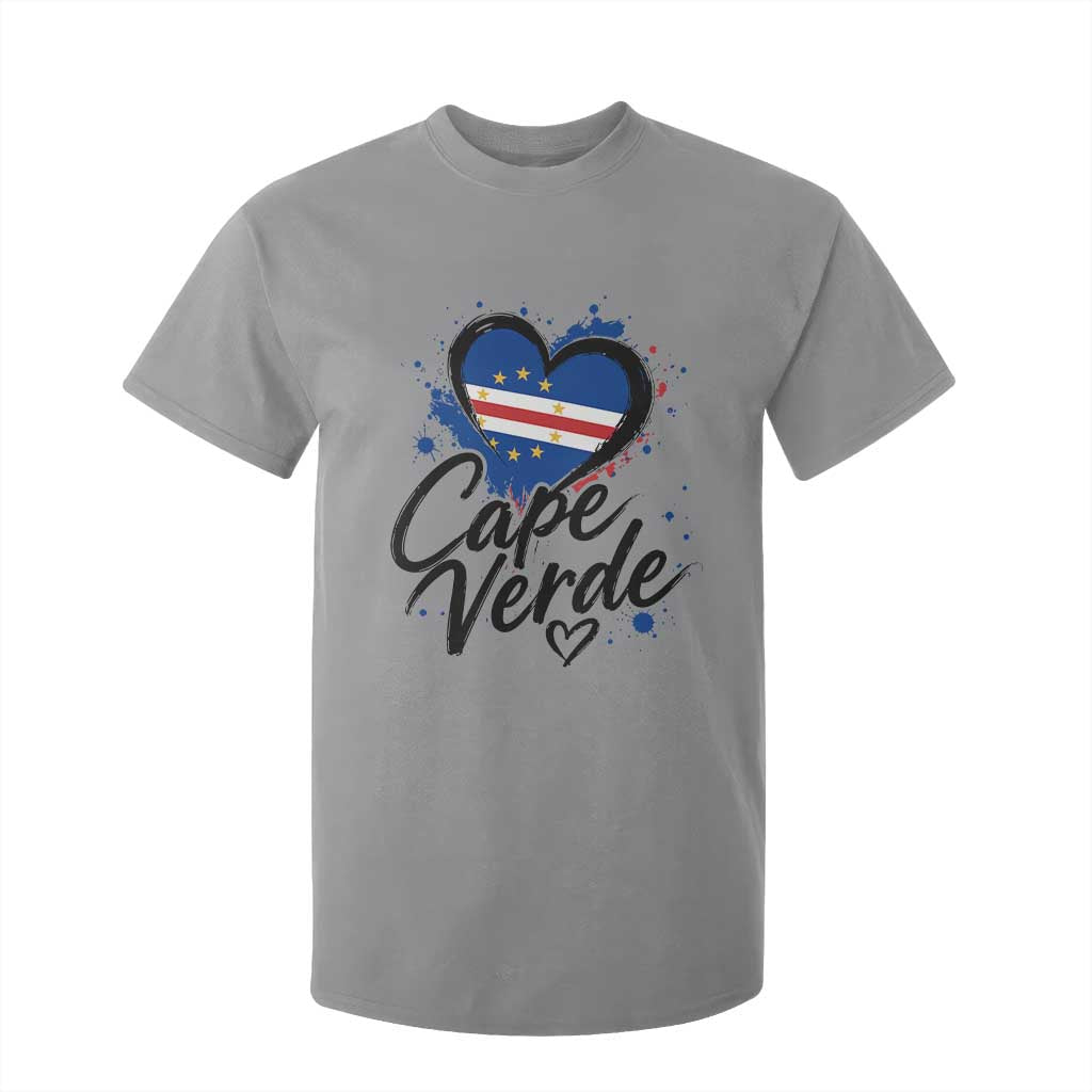 Cape Verde Flag Heart T Shirt For Kid Cabo Verde Pride Verdean Love