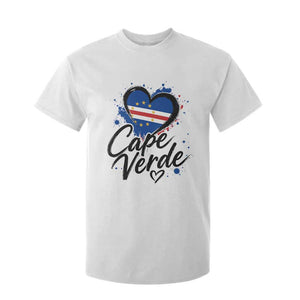 Cape Verde Flag Heart T Shirt For Kid Cabo Verde Pride Verdean Love