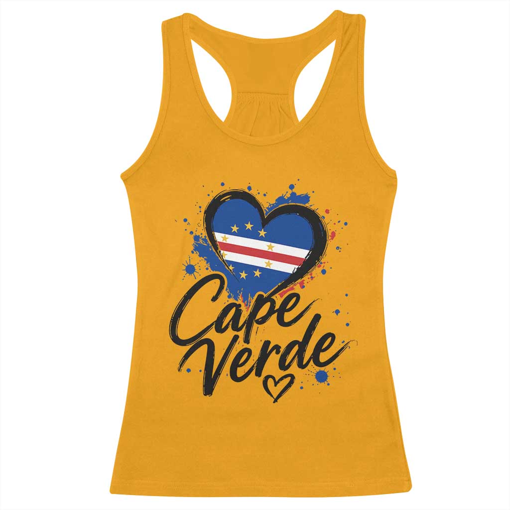 Cape Verde Flag Heart Racerback Tank Top Cabo Verde Pride Verdean Love