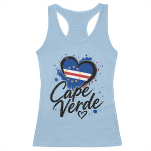 Cape Verde Flag Heart Racerback Tank Top Cabo Verde Pride Verdean Love
