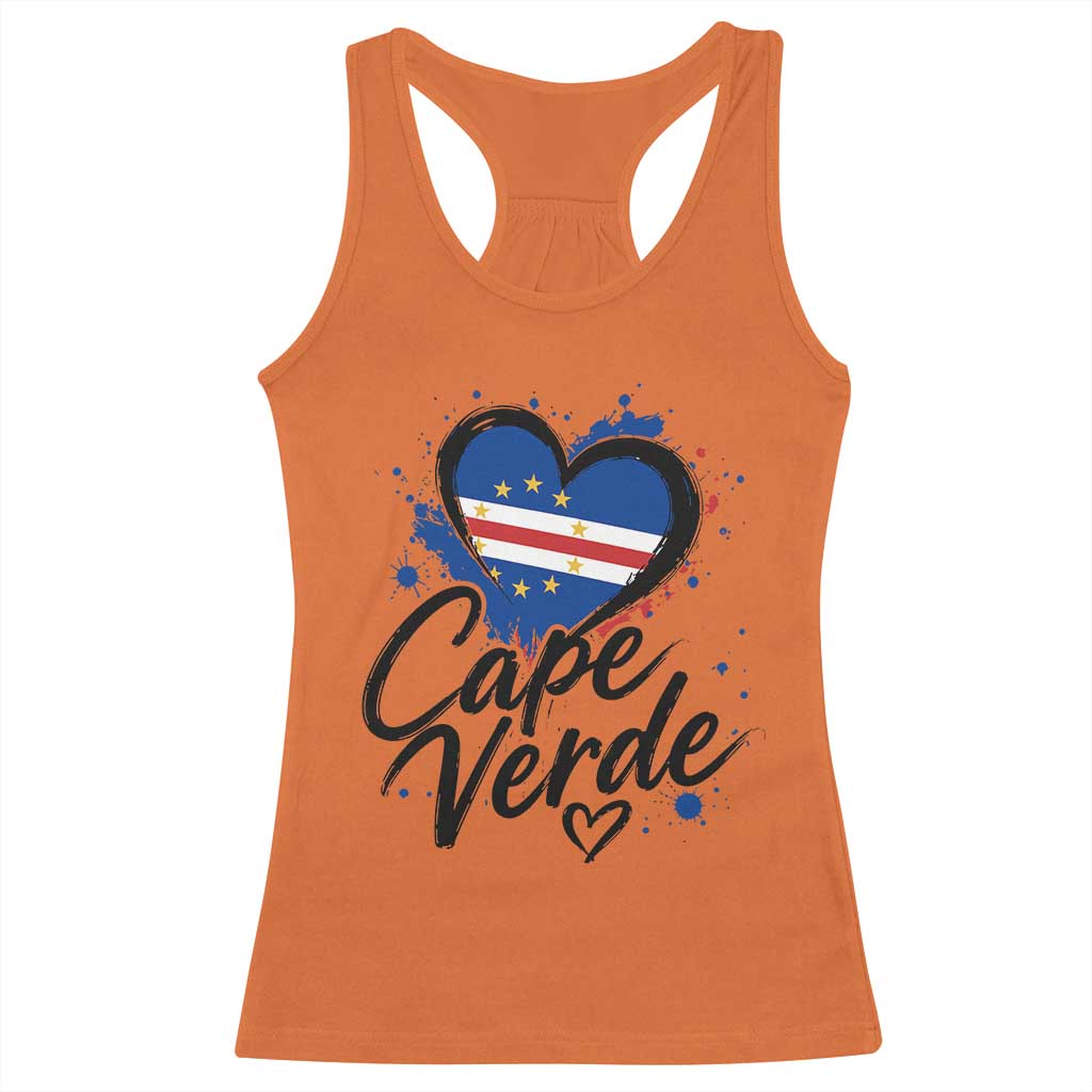 Cape Verde Flag Heart Racerback Tank Top Cabo Verde Pride Verdean Love