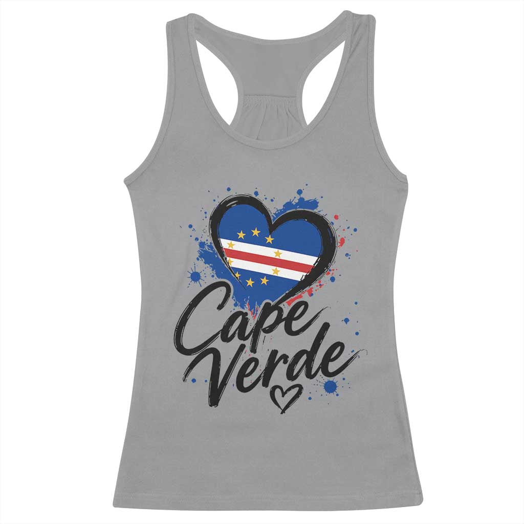 Cape Verde Flag Heart Racerback Tank Top Cabo Verde Pride Verdean Love