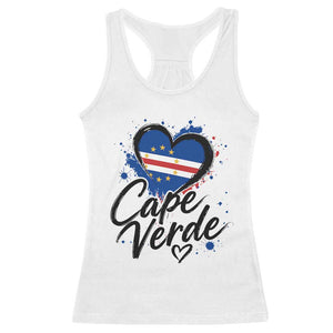 Cape Verde Flag Heart Racerback Tank Top Cabo Verde Pride Verdean Love