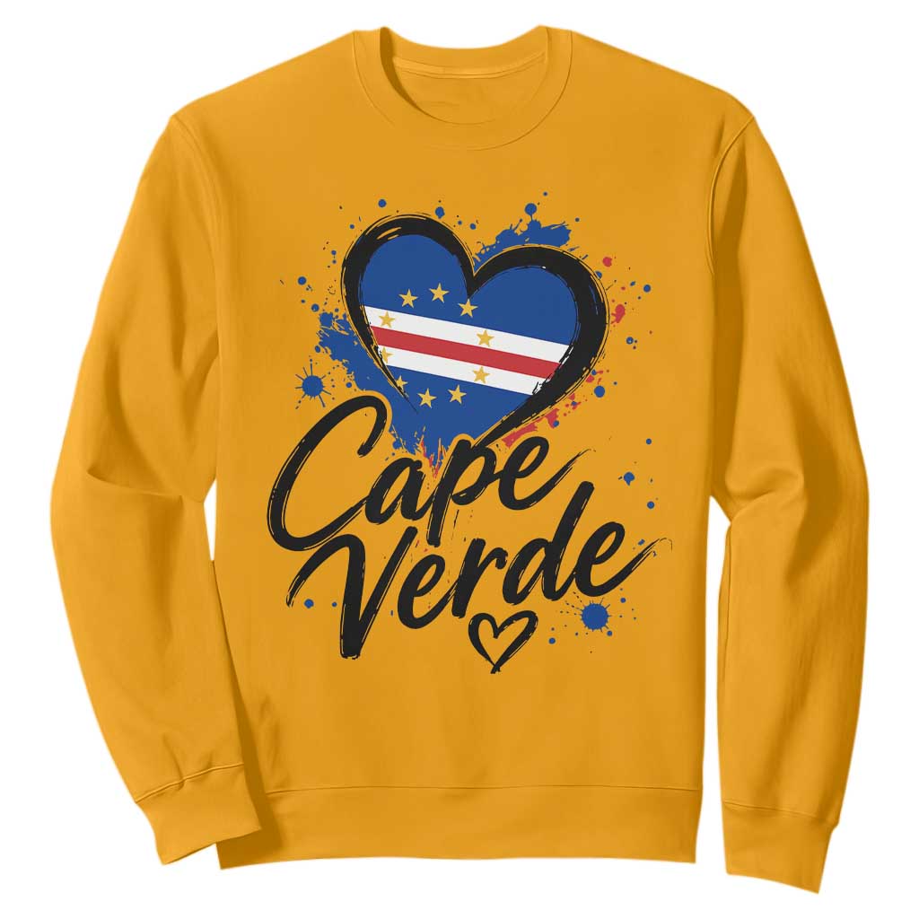 Cape Verde Flag Heart Sweatshirt Cabo Verde Pride Verdean Love
