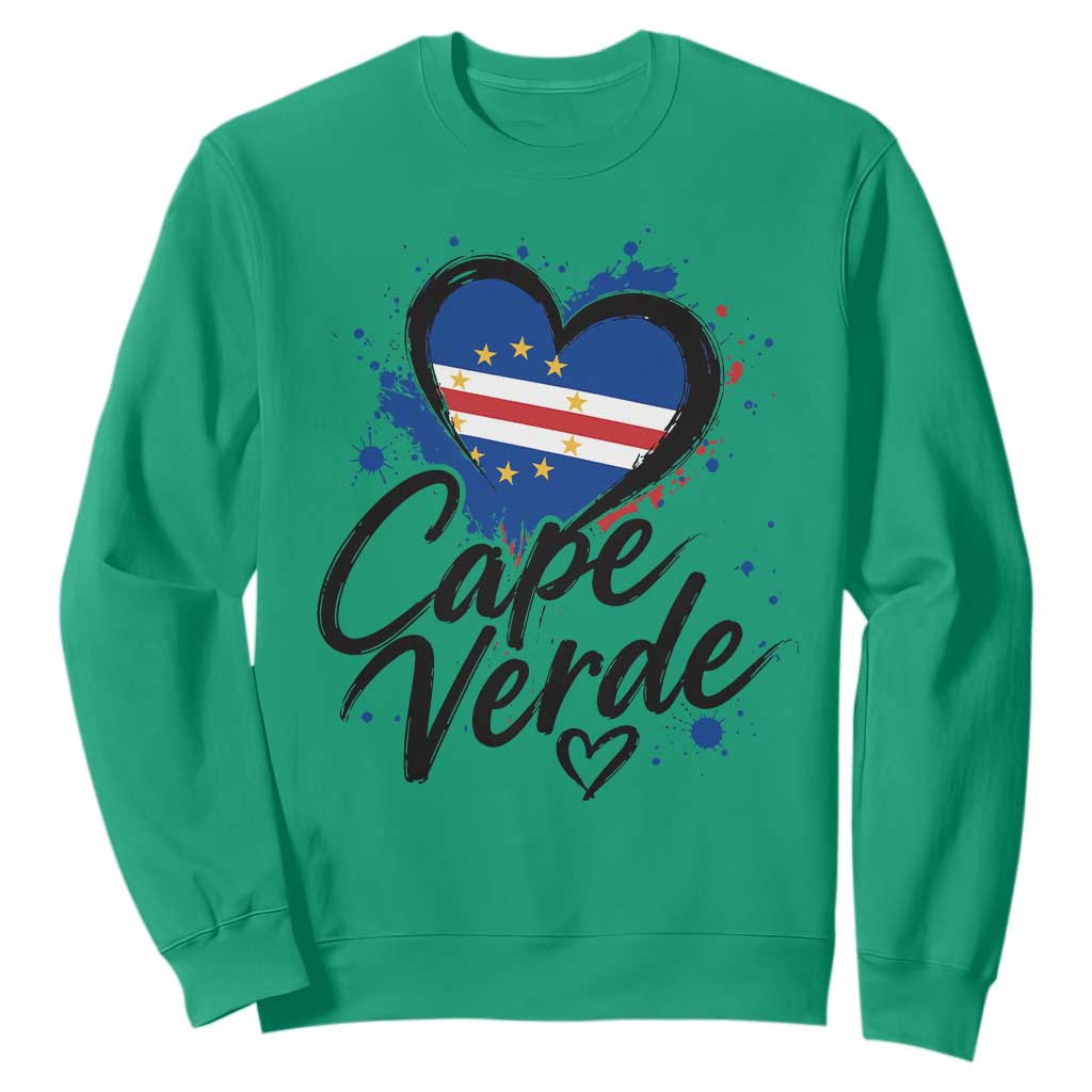Cape Verde Flag Heart Sweatshirt Cabo Verde Pride Verdean Love