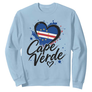 Cape Verde Flag Heart Sweatshirt Cabo Verde Pride Verdean Love