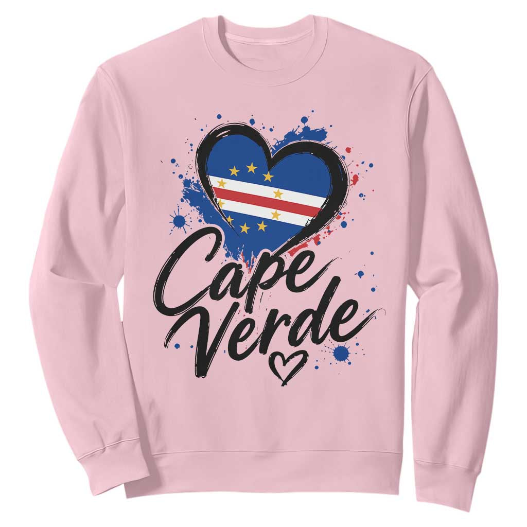 Cape Verde Flag Heart Sweatshirt Cabo Verde Pride Verdean Love