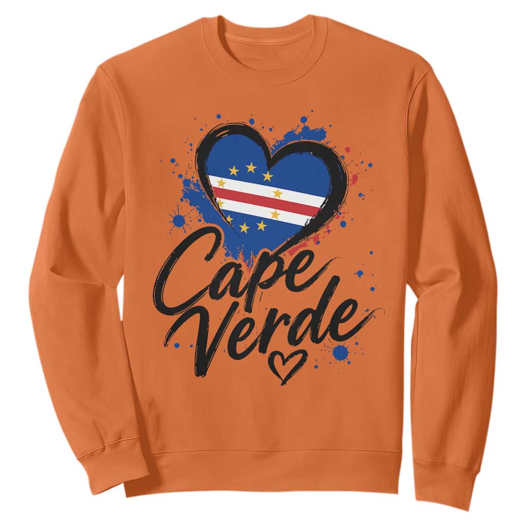 Cape Verde Flag Heart Sweatshirt Cabo Verde Pride Verdean Love