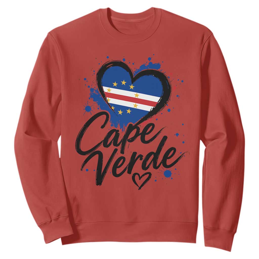 Cape Verde Flag Heart Sweatshirt Cabo Verde Pride Verdean Love
