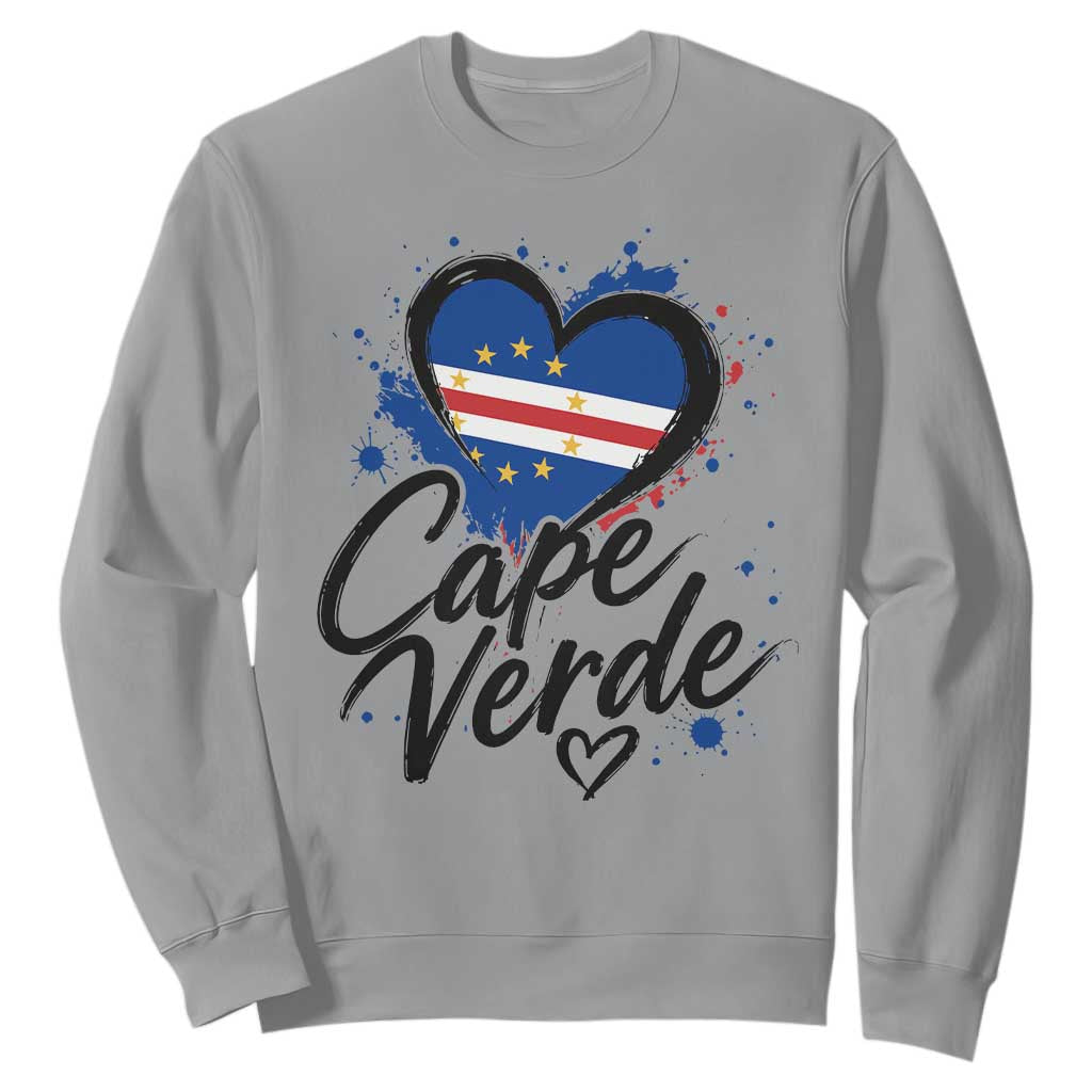 Cape Verde Flag Heart Sweatshirt Cabo Verde Pride Verdean Love