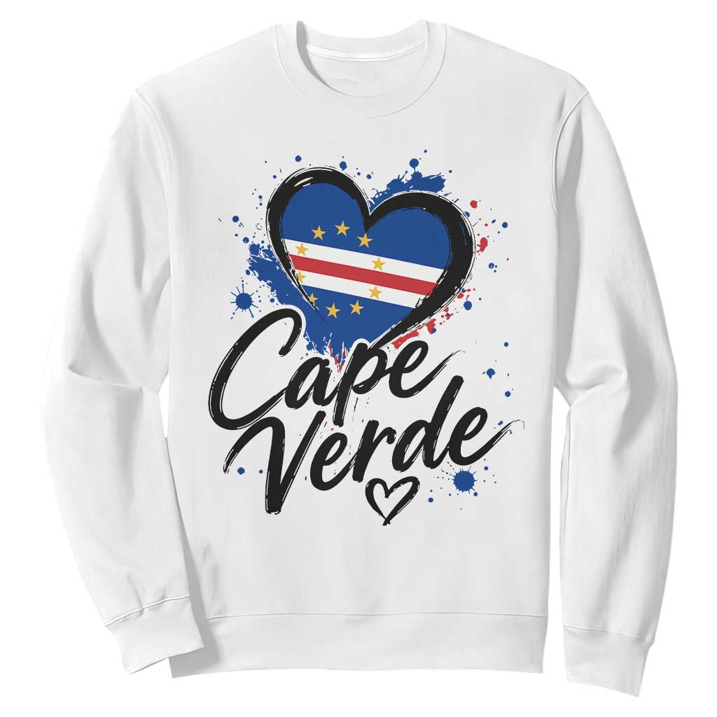 Cape Verde Flag Heart Sweatshirt Cabo Verde Pride Verdean Love