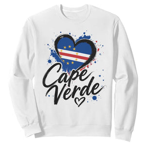 Cape Verde Flag Heart Sweatshirt Cabo Verde Pride Verdean Love