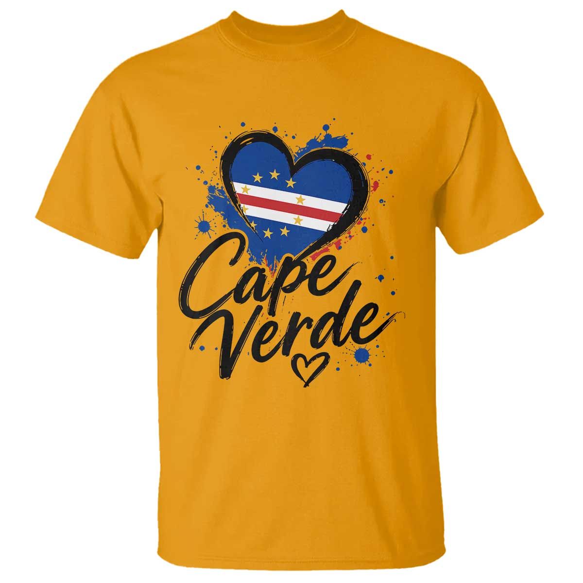 Cape Verde Flag Heart T Shirt Cabo Verde Pride Verdean Love