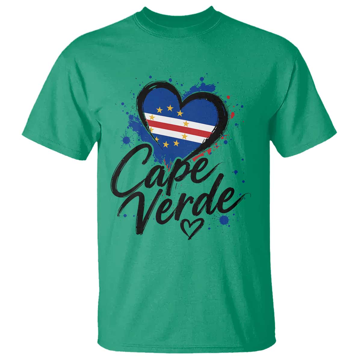 Cape Verde Flag Heart T Shirt Cabo Verde Pride Verdean Love