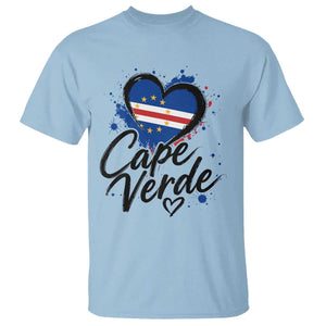 Cape Verde Flag Heart T Shirt Cabo Verde Pride Verdean Love