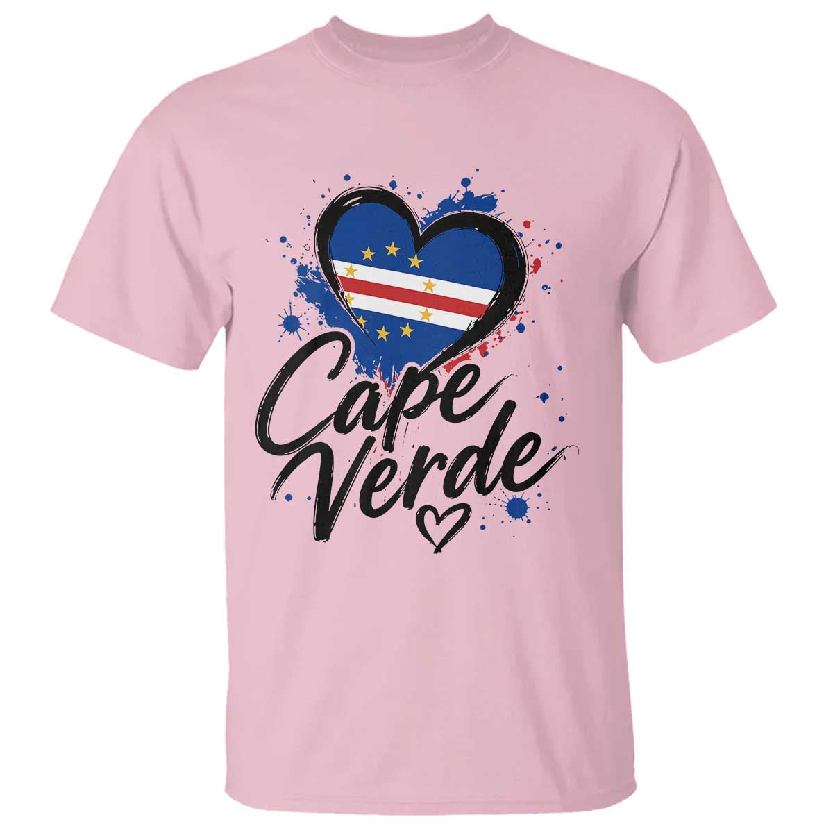 Cape Verde Flag Heart T Shirt Cabo Verde Pride Verdean Love