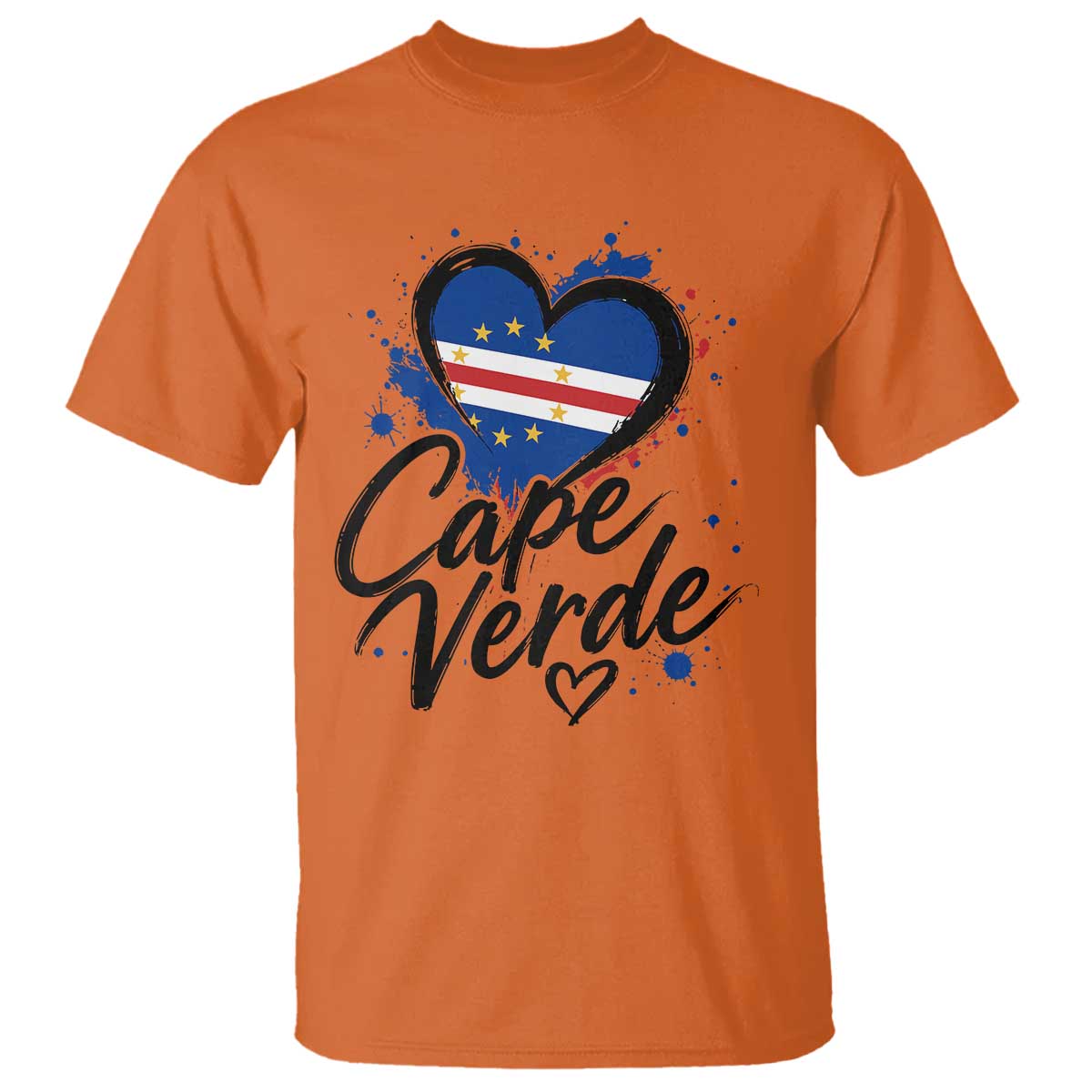 Cape Verde Flag Heart T Shirt Cabo Verde Pride Verdean Love
