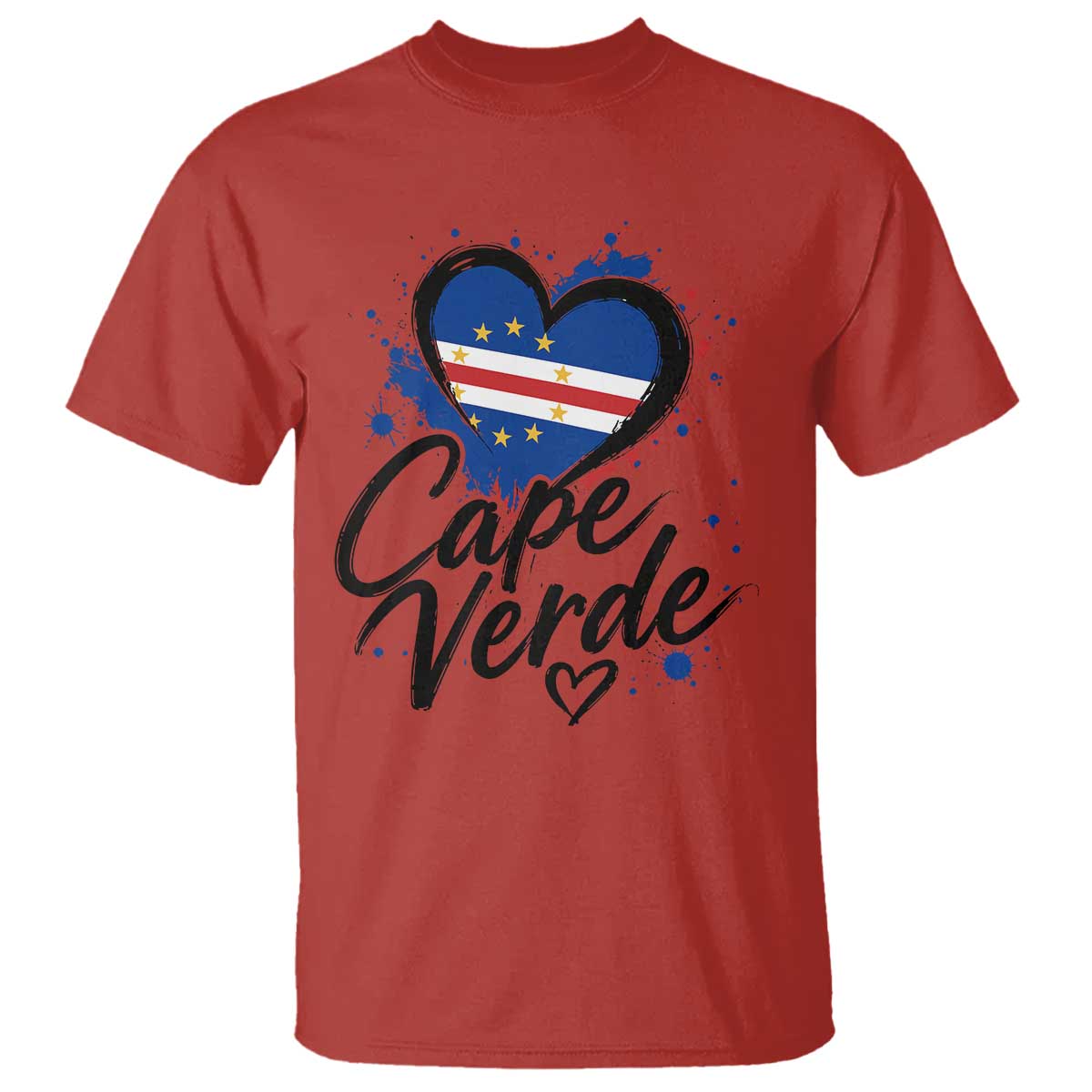 Cape Verde Flag Heart T Shirt Cabo Verde Pride Verdean Love
