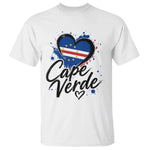 Cape Verde Flag Heart T Shirt Cabo Verde Pride Verdean Love