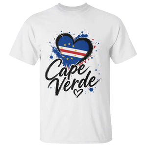 Cape Verde Flag Heart T Shirt Cabo Verde Pride Verdean Love