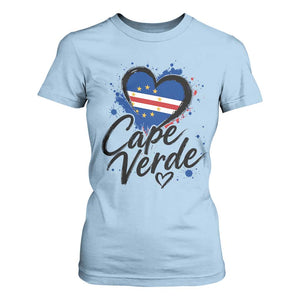 Cape Verde Flag Heart T Shirt For Women Cabo Verde Pride Verdean Love