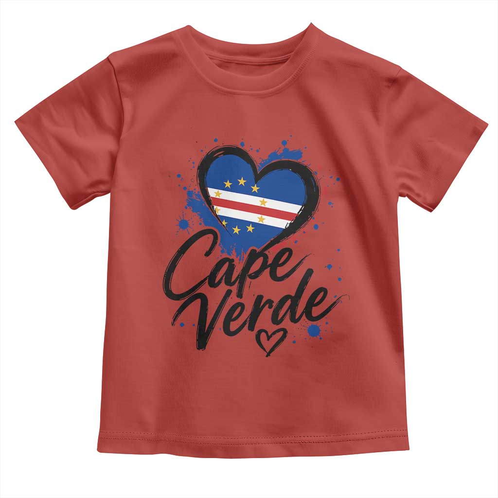 Cape Verde Flag Heart Toddler T Shirt Cabo Verde Pride Verdean Love