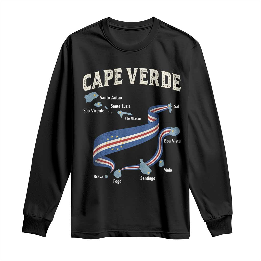 Cape Verde Islands Map National Flag Long Sleeve Shirt Cabo Verde Archipelago Geography Pride