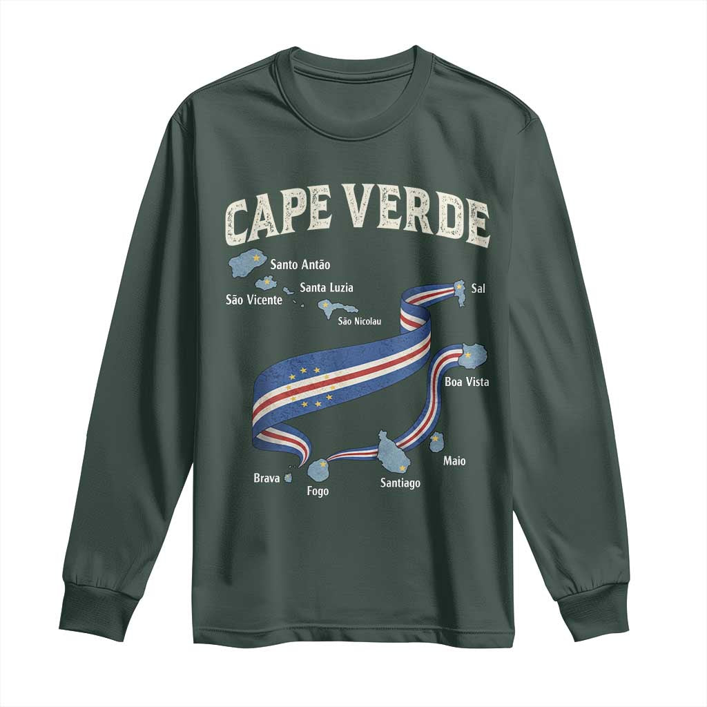 Cape Verde Islands Map National Flag Long Sleeve Shirt Cabo Verde Archipelago Geography Pride